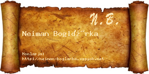 Neiman Boglárka névjegykártya